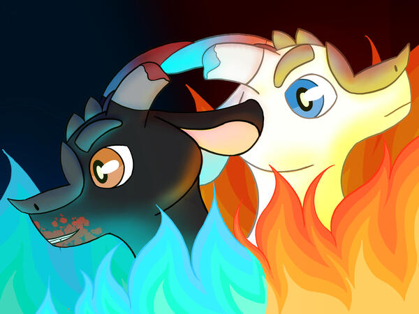 Gift art of my friend’s two D&D characters